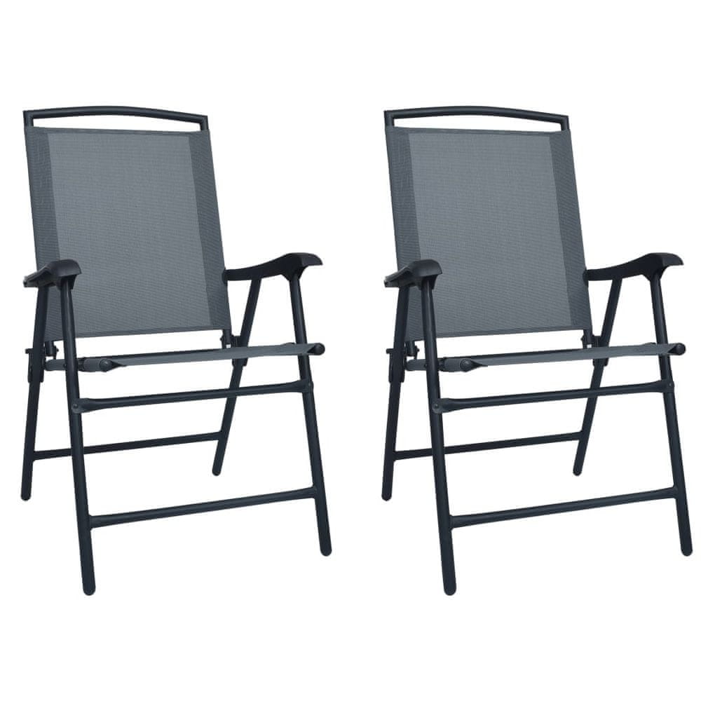 Vidaxl Skladacie záhradné stoličky 2 ks, textilén, sivé